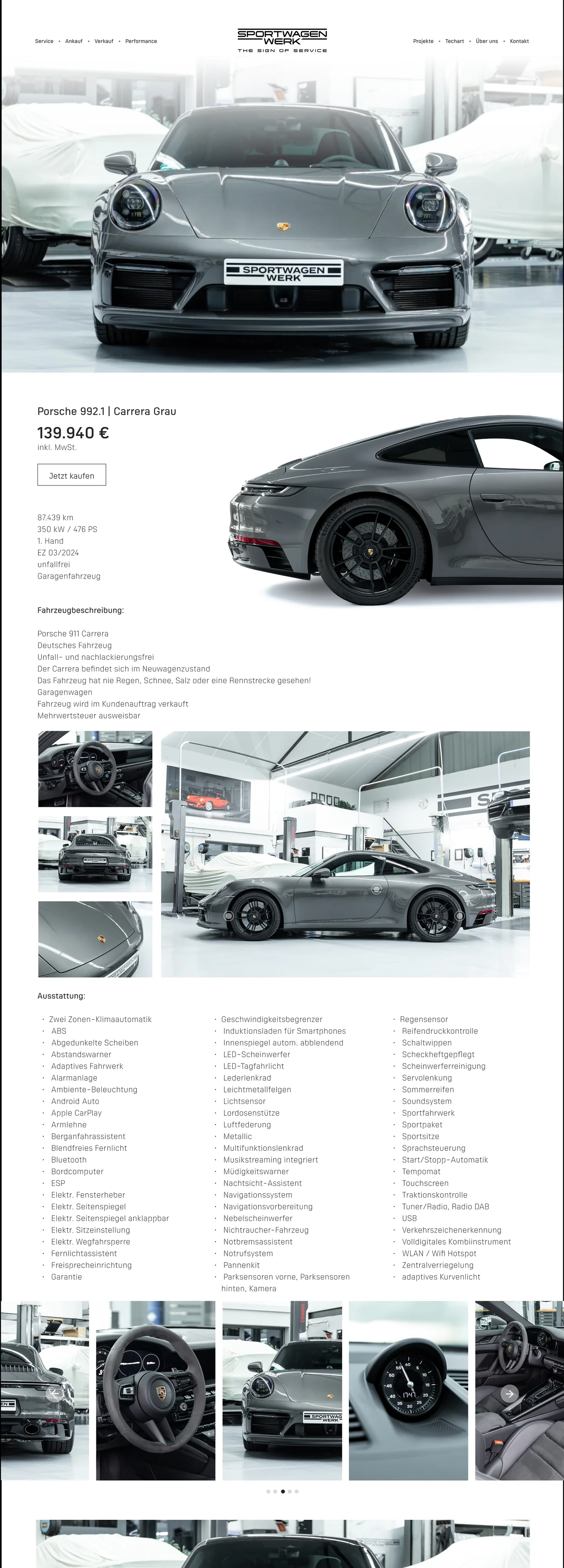 Sportwagen Werk, Website: Inserat