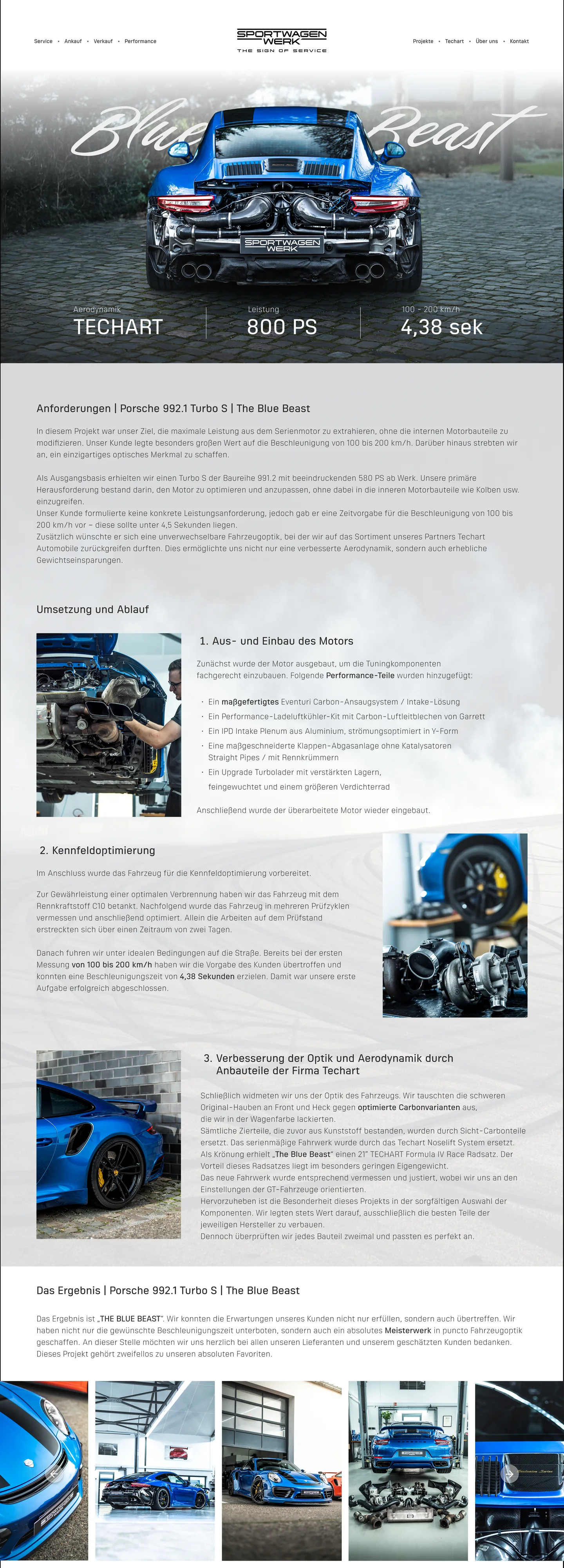Sportwagen Werk, Website: Projekt