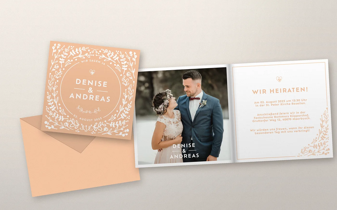 Denise & Andreas: Einladungen, Danksagung, Menü- und Getränkekarte